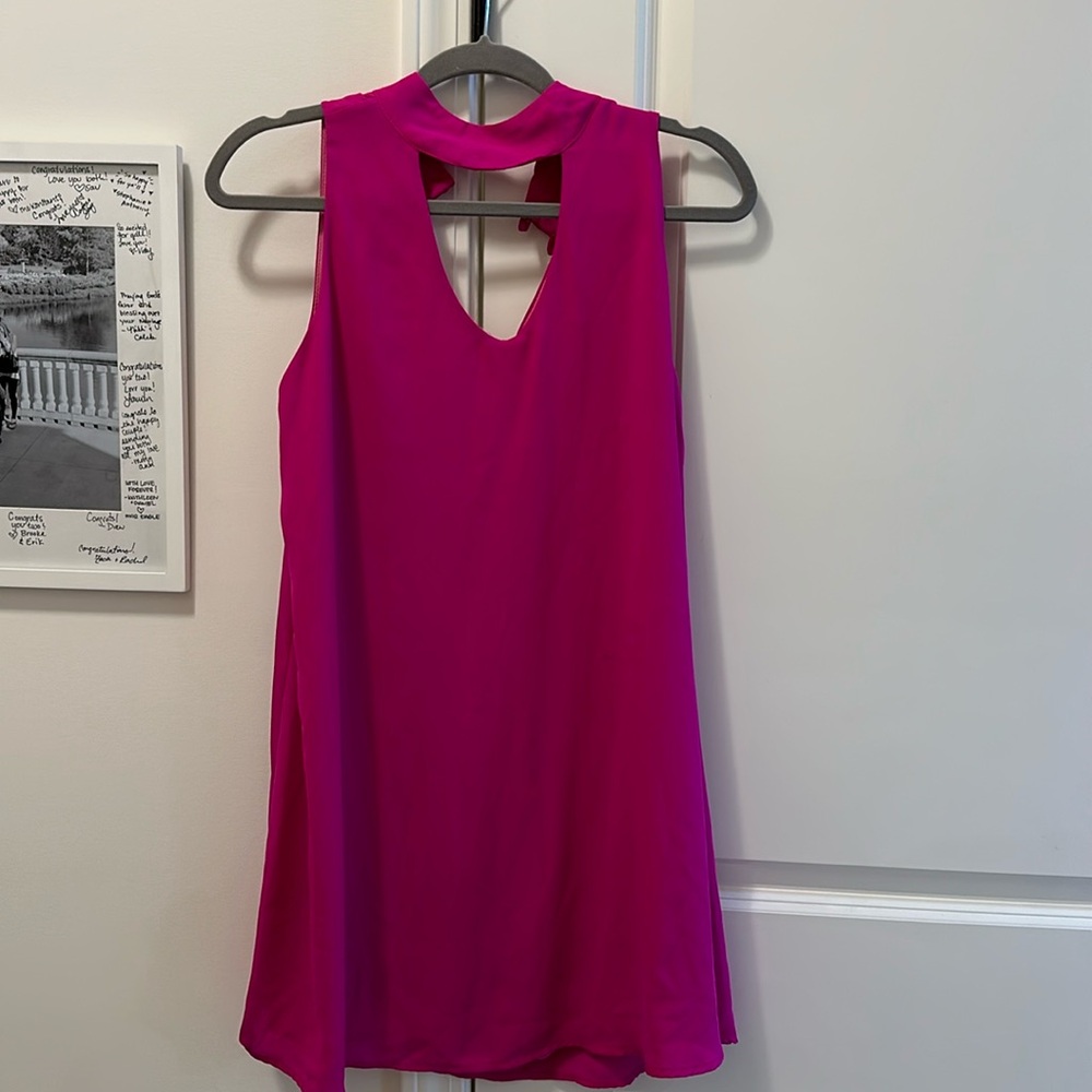 Fuchsia Sack Dress with Keyhole front and back